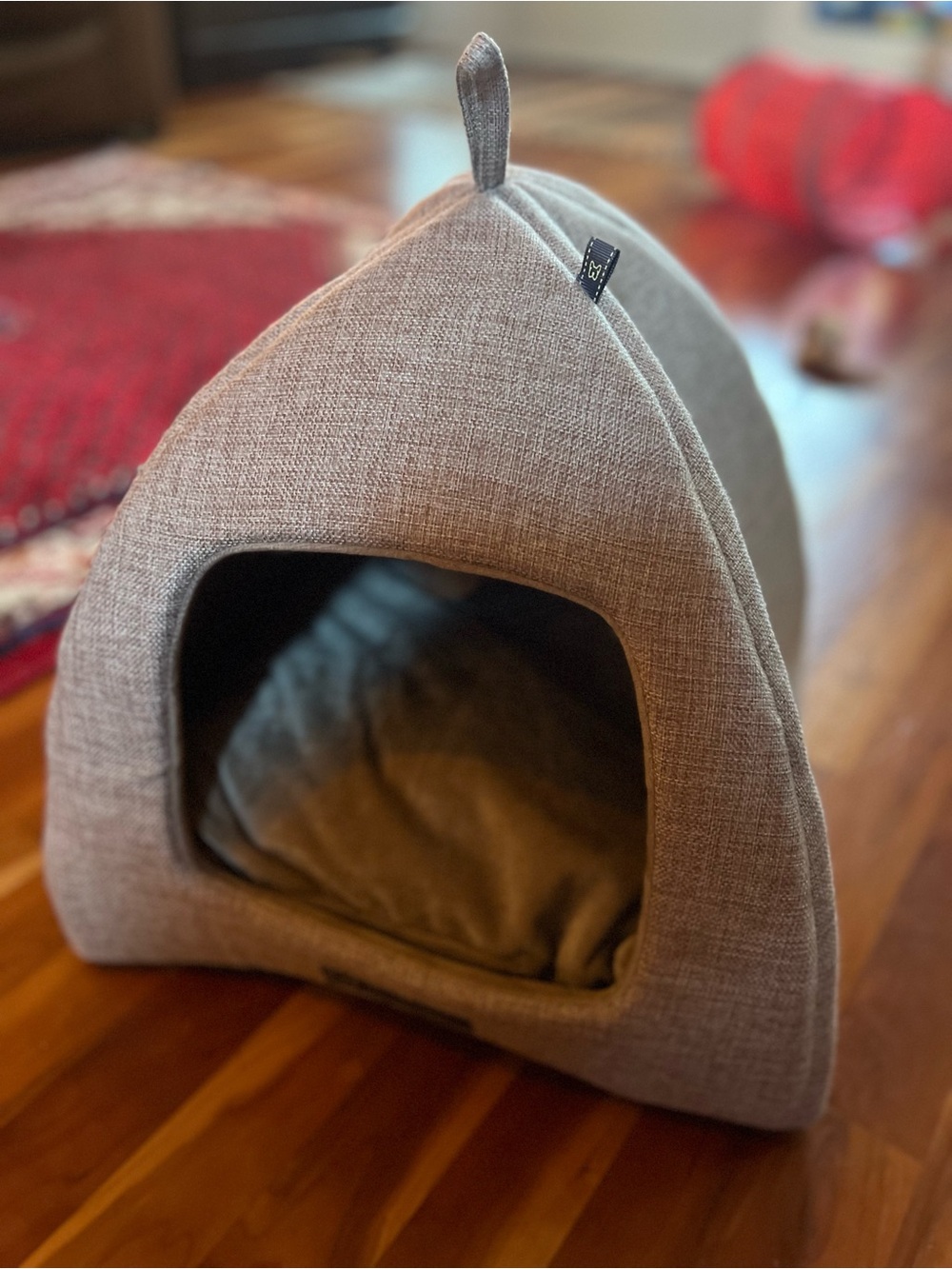 Cozy Gray Fabric Pet Teepee Bed